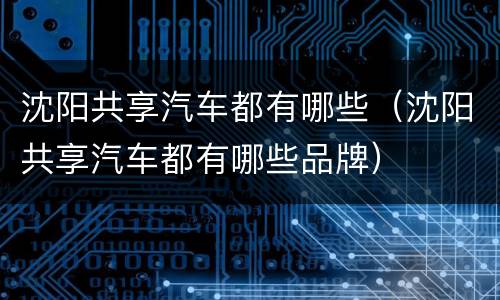 沈阳共享汽车都有哪些（沈阳共享汽车都有哪些品牌）