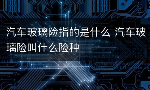 汽车玻璃险指的是什么 汽车玻璃险叫什么险种