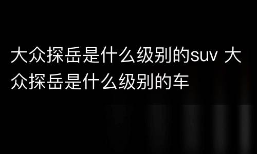 大众探岳是什么级别的suv 大众探岳是什么级别的车