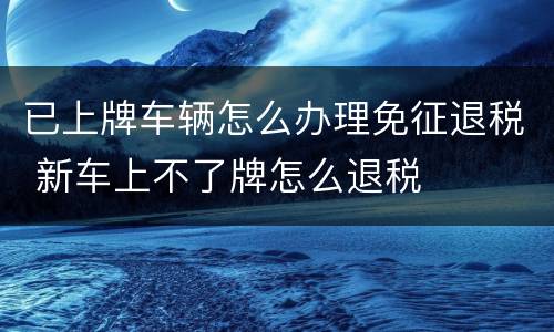 已上牌车辆怎么办理免征退税 新车上不了牌怎么退税