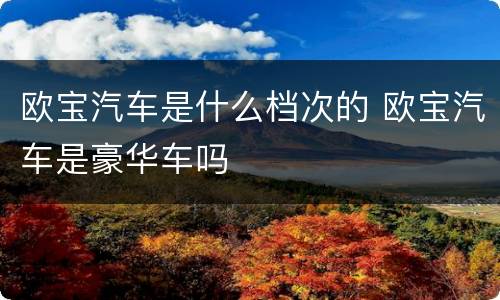 欧宝汽车是什么档次的 欧宝汽车是豪华车吗