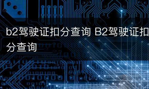b2驾驶证扣分查询 B2驾驶证扣分查询