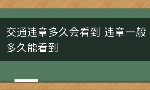 交通违章多久会看到 违章一般多久能看到