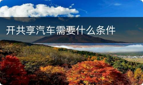 开共享汽车需要什么条件