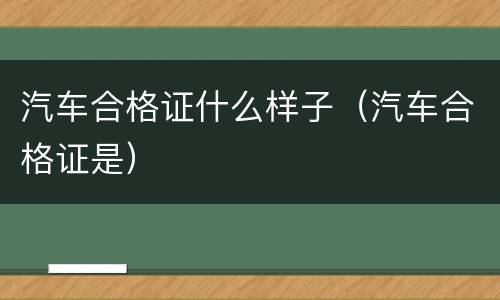 汽车合格证什么样子（汽车合格证是）
