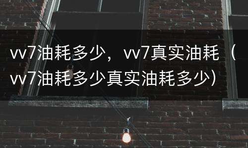 vv7油耗多少，vv7真实油耗（vv7油耗多少真实油耗多少）