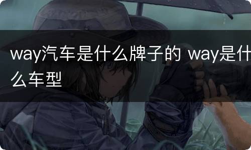 way汽车是什么牌子的 way是什么车型