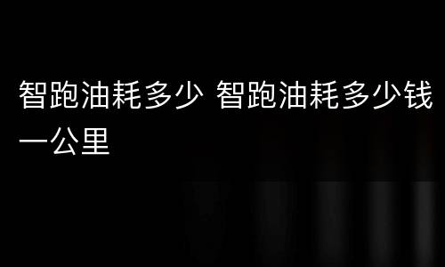 智跑油耗多少 智跑油耗多少钱一公里