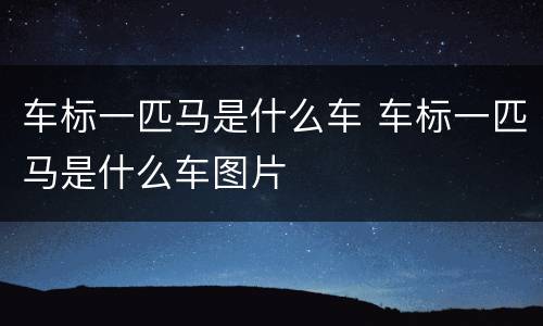 车标一匹马是什么车 车标一匹马是什么车图片