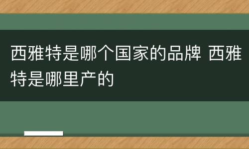 西雅特是哪个国家的品牌 西雅特是哪里产的