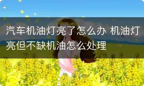 汽车机油灯亮了怎么办 机油灯亮但不缺机油怎么处理