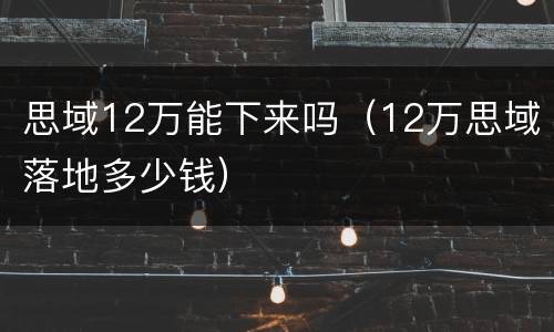 思域12万能下来吗（12万思域落地多少钱）