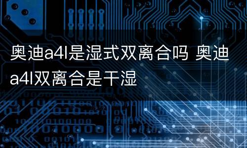奥迪a4l是湿式双离合吗 奥迪a4l双离合是干湿