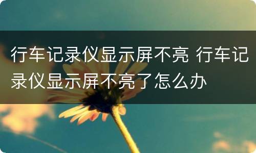 行车记录仪显示屏不亮 行车记录仪显示屏不亮了怎么办