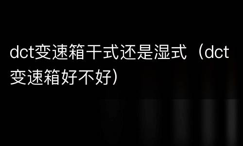 dct变速箱干式还是湿式（dct变速箱好不好）