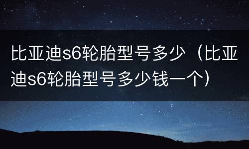比亚迪s6轮胎型号多少（比亚迪s6轮胎型号多少钱一个）