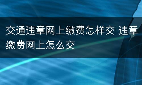 交通违章网上缴费怎样交 违章缴费网上怎么交