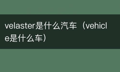 velaster是什么汽车（vehicle是什么车）
