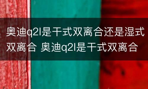 奥迪q2l是干式双离合还是湿式双离合 奥迪q2l是干式双离合吗
