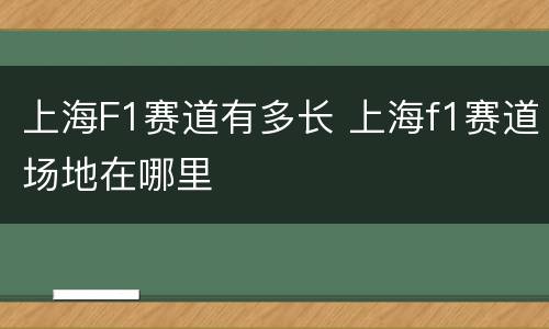 上海F1赛道有多长 上海f1赛道场地在哪里