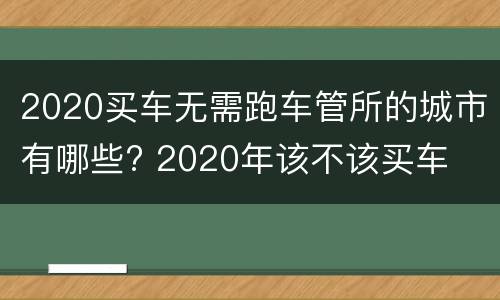 2020买车无需跑车管所的城市有哪些? 2020年该不该买车