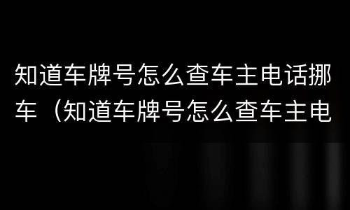 知道车牌号怎么查车主电话挪车（知道车牌号怎么查车主电话挪车号码）