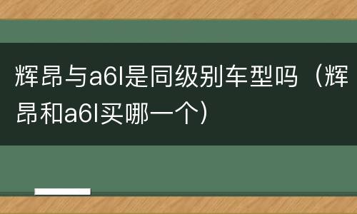 辉昂与a6l是同级别车型吗（辉昂和a6l买哪一个）