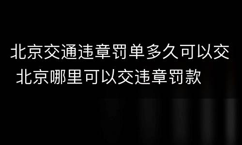北京交通违章罚单多久可以交 北京哪里可以交违章罚款