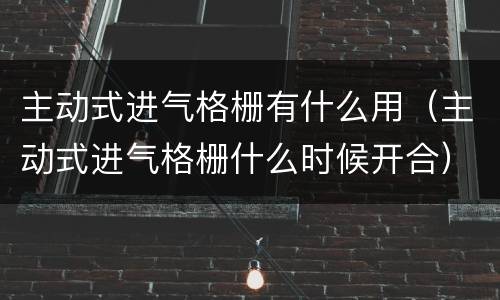 主动式进气格栅有什么用（主动式进气格栅什么时候开合）