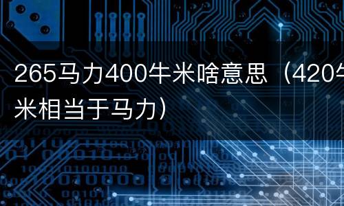 265马力400牛米啥意思（420牛米相当于马力）