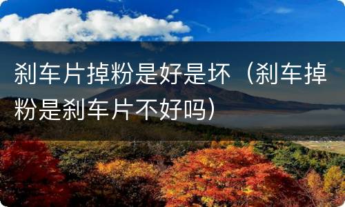 刹车片掉粉是好是坏（刹车掉粉是刹车片不好吗）