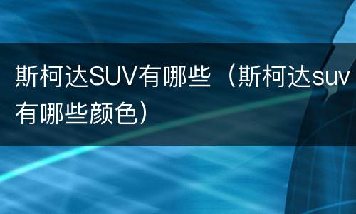 斯柯达SUV有哪些（斯柯达suv有哪些颜色）