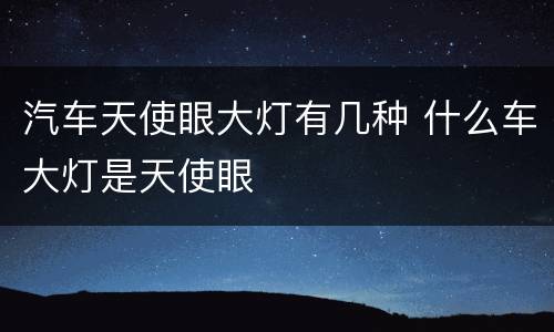 汽车天使眼大灯有几种 什么车大灯是天使眼