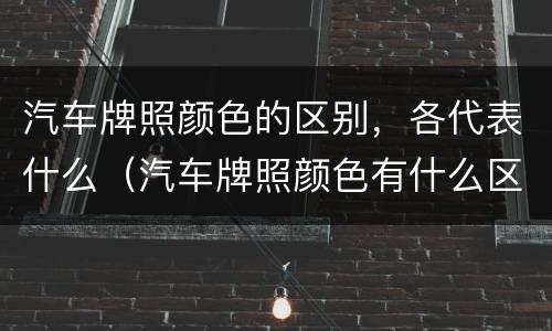 汽车牌照颜色的区别，各代表什么（汽车牌照颜色有什么区别）