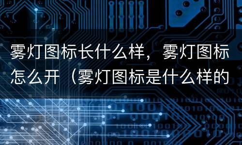 雾灯图标长什么样，雾灯图标怎么开（雾灯图标是什么样的）