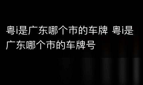 粤i是广东哪个市的车牌 粤i是广东哪个市的车牌号