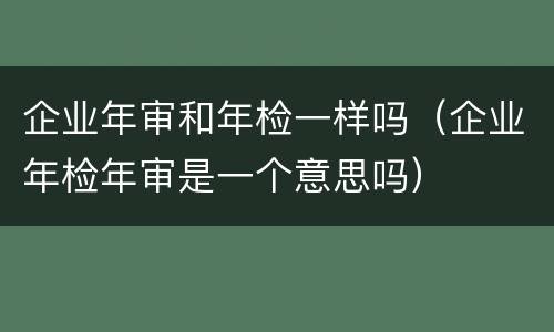 企业年审和年检一样吗（企业年检年审是一个意思吗）