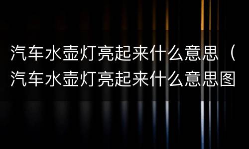 汽车水壶灯亮起来什么意思（汽车水壶灯亮起来什么意思图片）