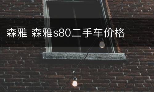 森雅 森雅s80二手车价格