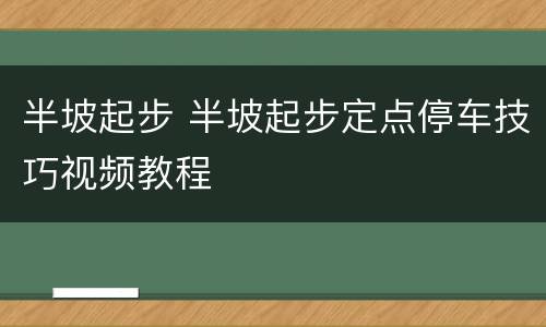 半坡起步 半坡起步定点停车技巧视频教程