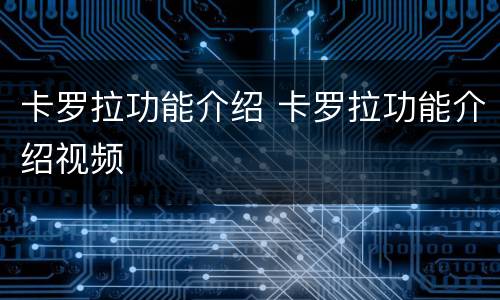 卡罗拉功能介绍 卡罗拉功能介绍视频