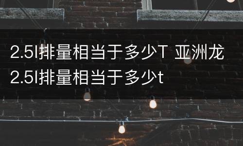 2.5l排量相当于多少T 亚洲龙2.5l排量相当于多少t