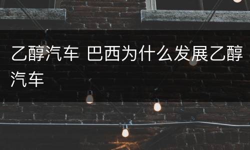 乙醇汽车 巴西为什么发展乙醇汽车