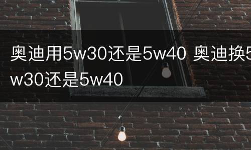 奥迪用5w30还是5w40 奥迪换5w30还是5w40