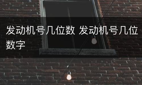 发动机号几位数 发动机号几位数字