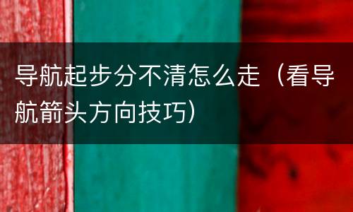 导航起步分不清怎么走（看导航箭头方向技巧）