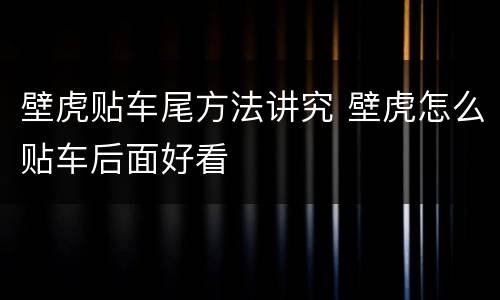 壁虎贴车尾方法讲究 壁虎怎么贴车后面好看