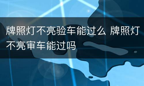 牌照灯不亮验车能过么 牌照灯不亮审车能过吗
