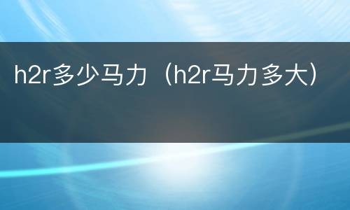 h2r多少马力（h2r马力多大）