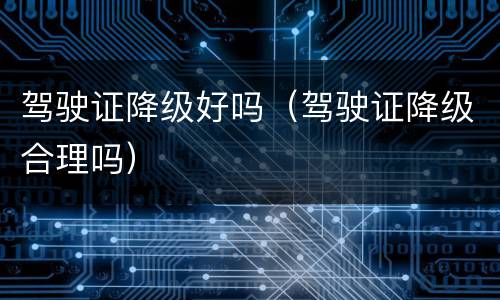 驾驶证降级好吗（驾驶证降级合理吗）